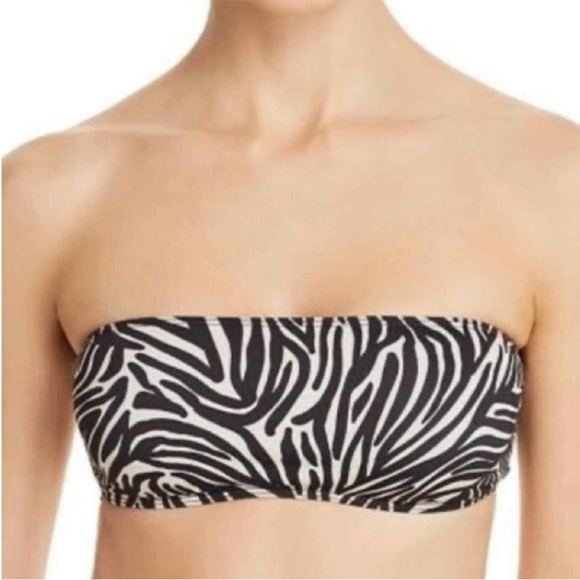 NWT Beach Riot Kelsey Bandeau Bikini Top Zebra | Black & Beige/Tan - Picture 2 of 8